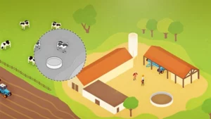 Image tirée de la vidéo pédagogique, en motiondesign, réalisée par le studioBOUTON pour Climat-culteur qui tend à proposer des solutions simples et efficaces pour réduire l’empreinte carbone d’une exploitation agricole.